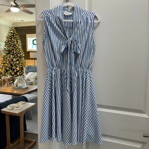 Molly Bracken Blue & White Striped Tie-Front Dress – Medium